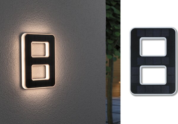 Paulmann 79849 solární domovní číslo 8 s vyměnitelnou baterií LED 0,2W 3000K, výška 23cm, IP44