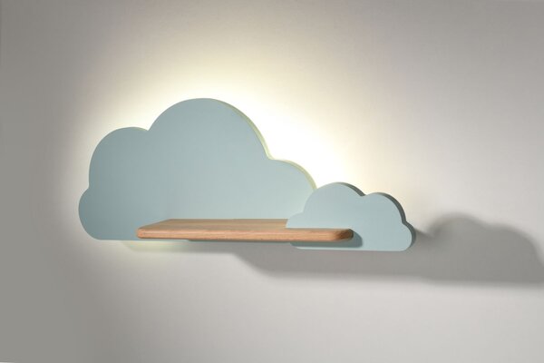 Dětské nástěnné LED svítidlo s poličkou CLOUD - 5W, 4000K (denní bílá), modrá