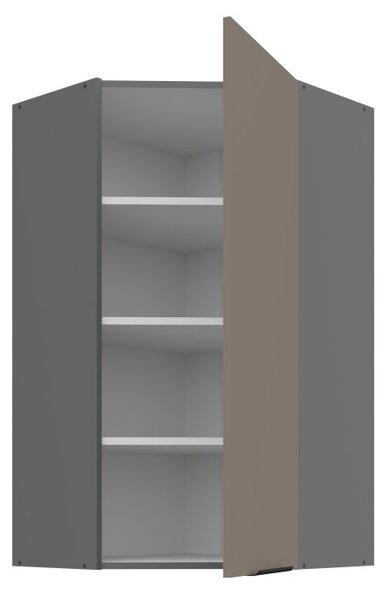 Vysoká horní rohová skříňka LUNARA 1 - 60x60 cm, tmavě béžová / antracit