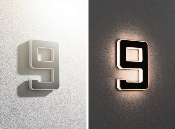 Paulmann 79850 solární domovní číslo 9 s vyměnitelnou baterií LED 0,2W 3000K, výška 23cm, IP44