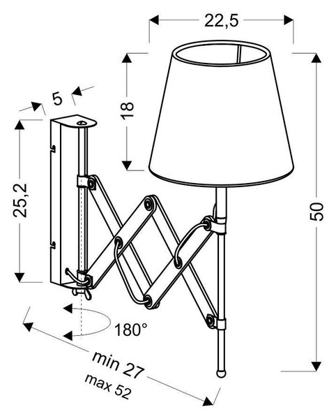 Nástěnná flexibilní lampa na čtení MITO, 1xE27 - 40W, chromovaná / bílá