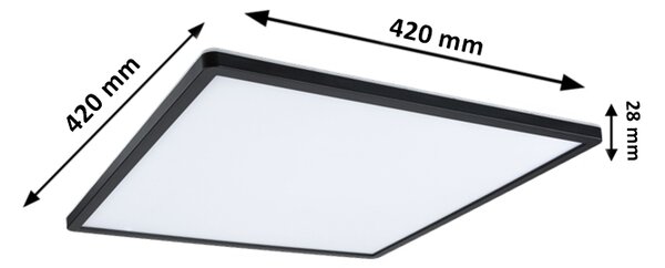 Paulmann 71002 Atria Shine, černé stropní LED svítidlo s korónou, 22W LED 3000K tříkrokové stmívání, 42x42cm