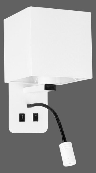Nástěnné LED svítidlo se čtecím ramenem MAGNUM 2 - 1xE27, 40W + LED 3W, 3200K (teplá bílá), bílé