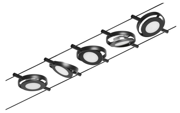 Paulmann 94418 CorDuo RoundMac, sada lankové LED osvětlení, 5x4,5W LED 3000K, černá, délka 500cm