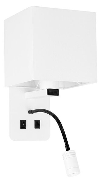 Nástěnné LED svítidlo se čtecím ramenem MAGNUM 2 - 1xE27, 40W + LED 3W, 3200K (teplá bílá), bílé