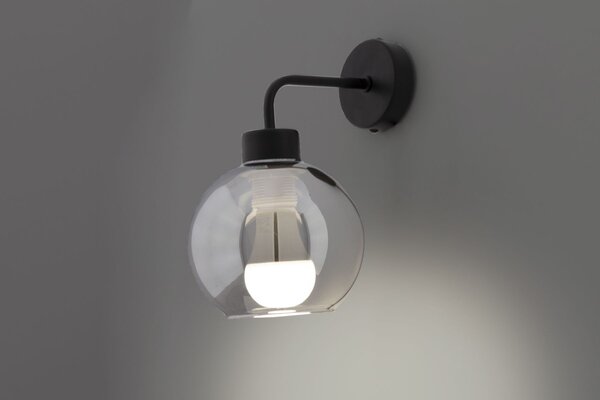 Moderní nástěnné osvětlení LADY - 1xE27, 40W, černé / kouřové sklo