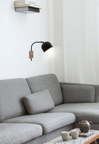 Moderní nástěnné osvětlení RUPI - 1xE27, 40W, přírodní dřevo / černé