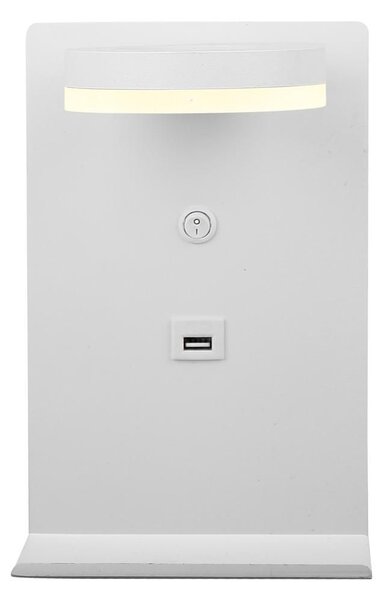 Nástěnné LED světlo s policí a USB vstupem COMPACT, 4W, 4000K (denní bílá), bílé