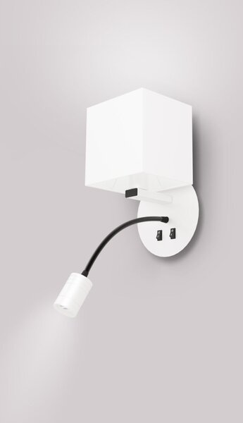 Nástěnné LED světlo se čtecím ramenem MAGNUM 1 - 1xE27, 40W + LED 3W, 3200K (teplá bílá), bílé