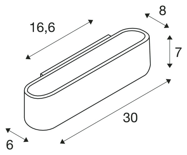 SLV 151410 Ossa 300, nástěnné svítidlo se svícením nahoru/dolů, 1xR7s max 120W, šířka 30cm