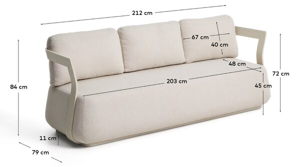 Kave Home Krémová zahradní pohovka Tamaris 217 cm