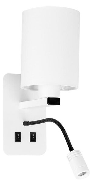 Nástěnné LED osvětlení se čtecím ramenem MAGNUM 3 - 1xE27, 40W + LED 3W, 3200K (teplá bílá), bílé