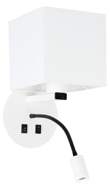 Nástěnné LED světlo se čtecím ramenem MAGNUM 1 - 1xE27, 40W + LED 3W, 3200K (teplá bílá), bílé