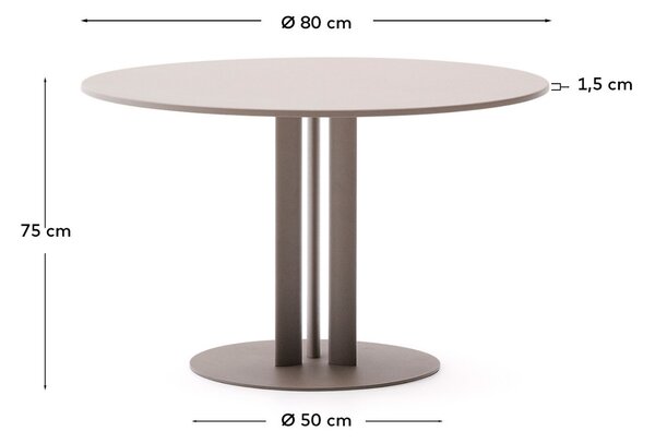 Béžovošedý zahradní jídelní stůl Kave Home Sedalis 80 cm
