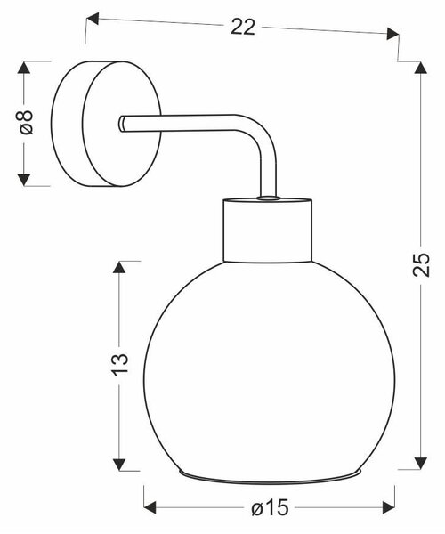 Moderní nástěnné osvětlení LADY - 1xE27, 40W, černé / kouřové sklo