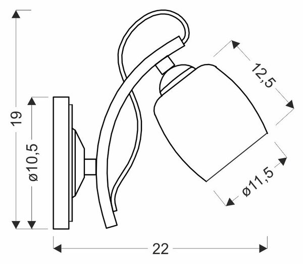 Nástěnné moderní osvětlení AMBA - 1xE27, 40W, chromované / bílé