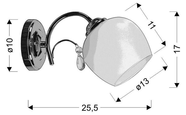 Nástěnné moderní osvětlení ZACHERA - 1xE27, 40W, chromované / bílé