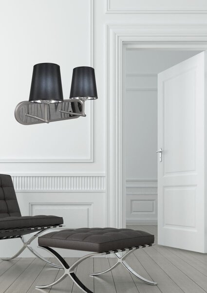 Moderní nástěnné osvětlení MILONGA - 2xE27, 60W, stříbrné / černé
