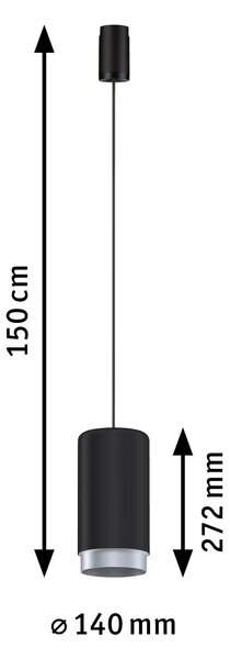 Paulmann 95402 Corus, černé závěsné svítidlo pro Urail, 1x50W E27, výška 27,2cm