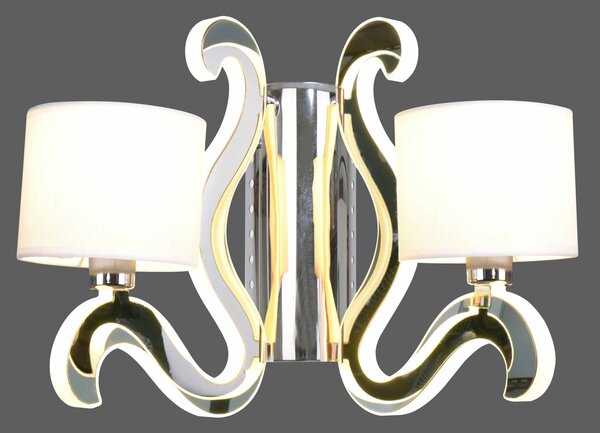 Moderní nástěnná lampa AMBROSIA - 2xE14, 40W + LED 12,3W, 2800K (teplá bílá), chromovaná