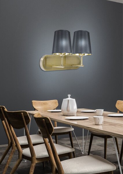 Moderní nástěnné osvětlení MILONGA - 2xE27, 60W, patina / černé