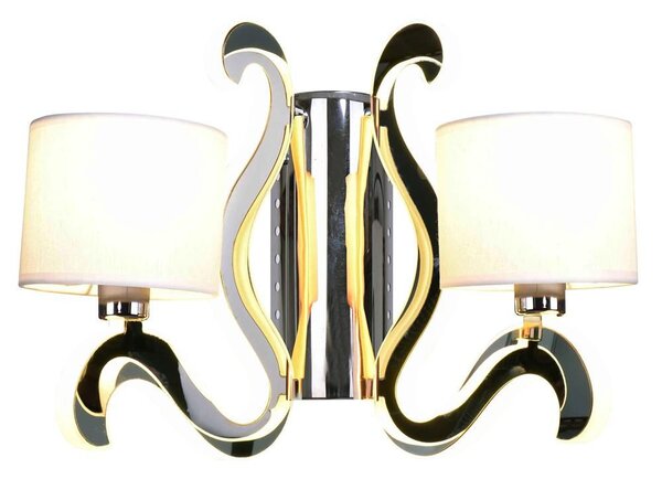 Moderní nástěnná lampa AMBROSIA - 2xE14, 40W + LED 12,3W, 2800K (teplá bílá), chromovaná