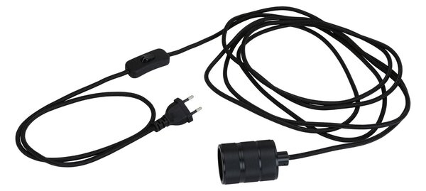 Paulmann 78436 Tilla, černé svítidlo pro dekorativní žárovku s vypínačem a kabelem do zásuvky, 1x60W E27 délka 508cm