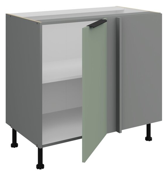 Prodloužená rohová skříňka LUNARA - šířka 90 cm, zelená / antracit