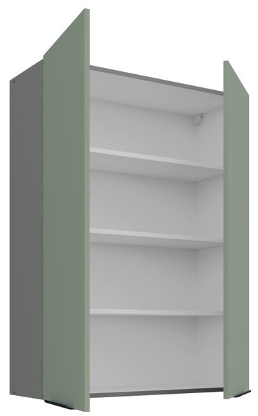 Vysoká horní kuchyňská skříňka LUNARA - šířka 80 cm, zelená / antracit