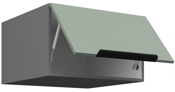 Horní hluboká skříňka s výklopnými dvířky LUNARA - šířka 60 cm, zelená / antracit