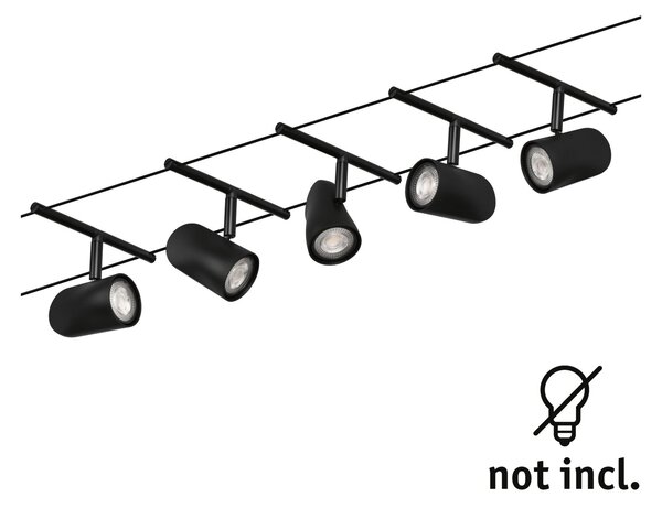 Paulmann 94469 CorDuo Cup Basic, černý lankový systém, 5x max 10W LED 12V, 500cm