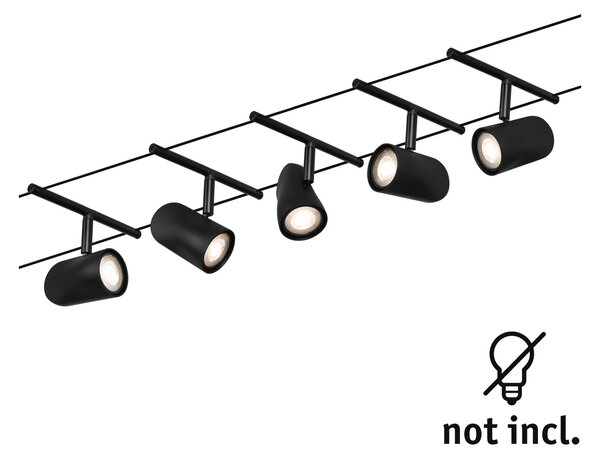 Paulmann 94469 CorDuo Cup Basic, černý lankový systém, 5x max 10W LED 12V, 500cm