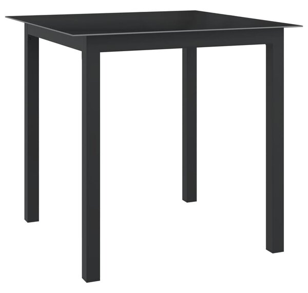 Zahradní stůl černý 80 x 80 x 74 cm hliník a sklo