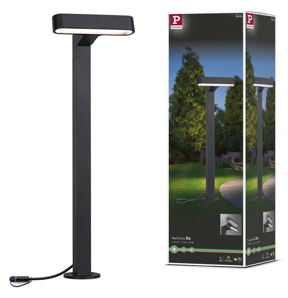Paulmann 94546 Plug&Shine Ito Horizontal, zahradní sloupek, 6W LED 3000K, antracit, výška 70cm, IP65