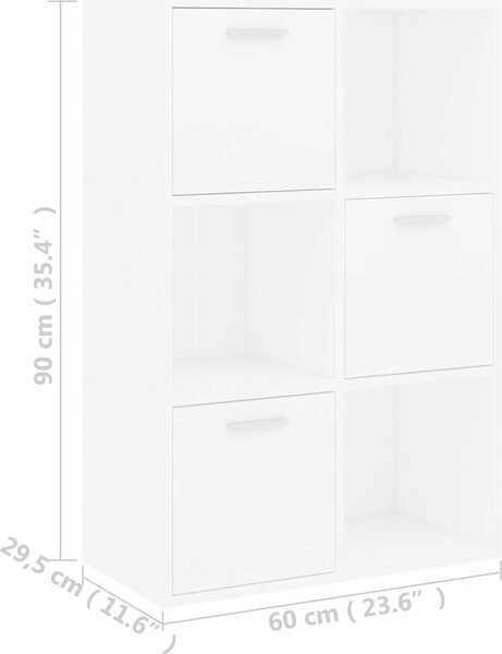 VidaXL Knihovna/dělící zástěna 60,5 x 30 x 90 cm, konstrukční dřevo [801134] Barva: Bílá