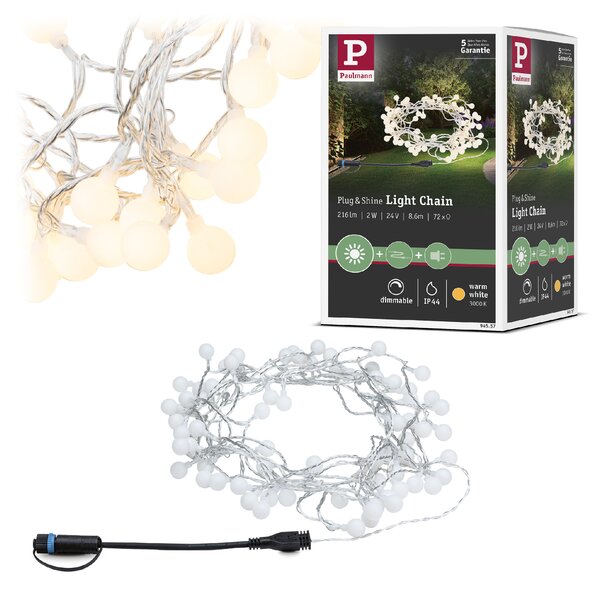 Paulmann 94557 Plug&Shine světelný řetěz, 72 LED světýlek, délka 7,5m IP44, 24V