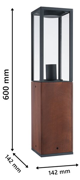 Paulmann 94676 Timba, venkovní dřevěné svítidlo 1xE27, výška 60cm, IP44