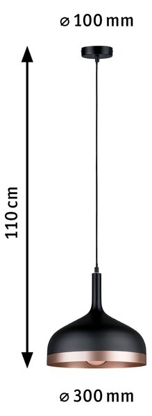 Paulmann 79629 Embla, černo/měděné závěsné svítidlo, 1xE27, průměr 30cm