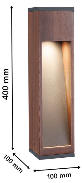 Paulmann 94677 Trabia, vekovní sloupek dřevo/antracit 1xGU10 LED 3,5W 3000K, výška 40cm, IP44