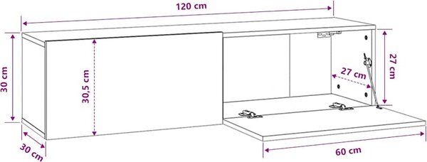 VidaXL TV skříňka 120x30x30 cm kompozitní dřevo [801490] Barva: Černý dub