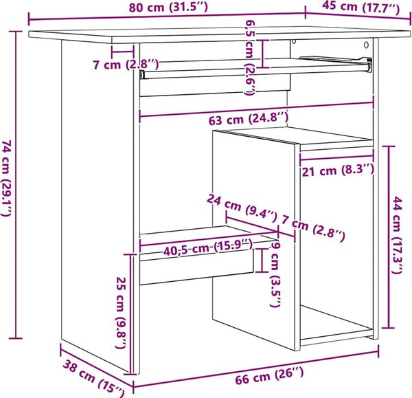 VidaXL Psací stůl 80 x 45 x 74 cm kompozitní dřevo [801368] Barva: Betonová šedá