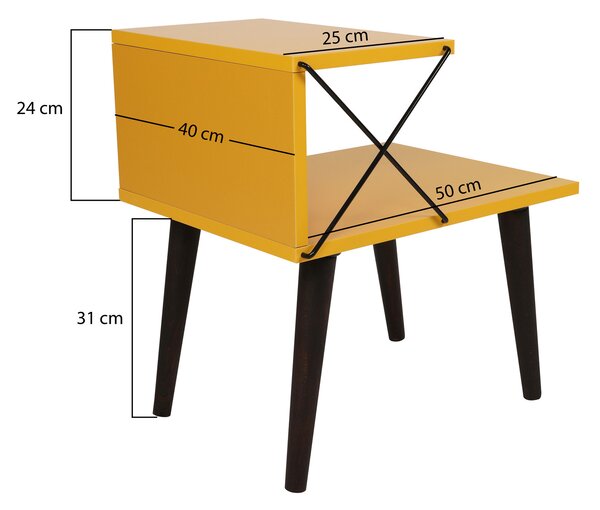 HezkýNábytek.cz Noční stolek Crossline (žlutá). 1072665