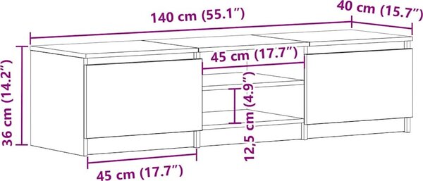 VidaXL TV stolek 140 x 40 x 36 cm, dřevo [800648] Barva: bílá s vysokým leskem