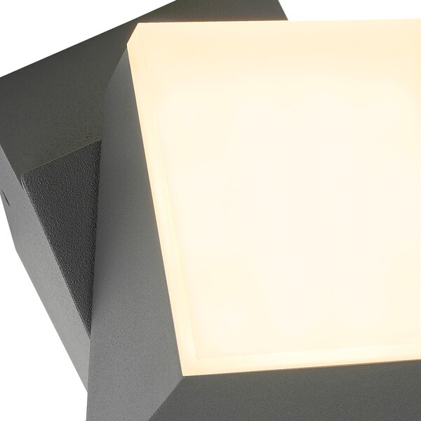 Schrack Venkovní čtvercové nástěnné svítidlo Evo Up LED 8W 3000K, otočné, antracit, IP54