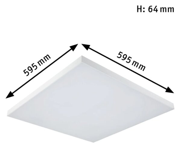 Paulmann 79906 Velora, bílý subtilní stropní LED panel Rainbow dynamic RGBW, 31W LED 3000-6500K, 59x59cm, dálkové ovládání
