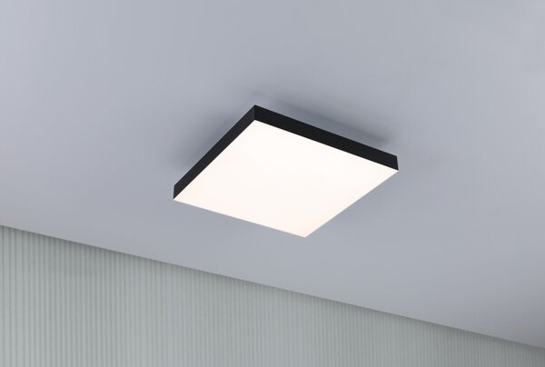 Paulmann 79907 Velora, černý subtilní stropní LED panel Rainbow dynamic RGBW, 13,2W LED 3000-6500K, 29x29cm, dálkové ovládání