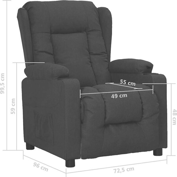 VidaXL Polohovací křeslo tmavě textil [339050] Barva: Černá