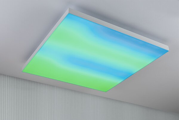 Paulmann 79906 Velora, bílý subtilní stropní LED panel Rainbow dynamic RGBW, 31W LED 3000-6500K, 59x59cm, dálkové ovládání