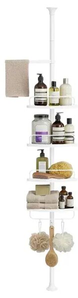 SONGMICS Teleskopická rohová koupelnová police Rek 305 cm bílá