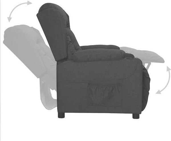 VidaXL Polohovací křeslo tmavě textil [339050] Barva: Černá